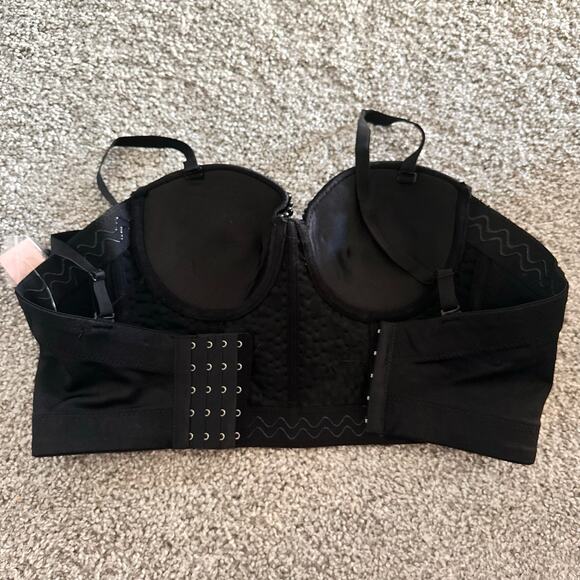 Lydia USA Black Beaded Push Up Bustier Bra Crop Top Size Large - Picture 3 of 6